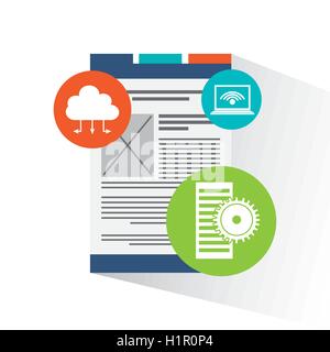 big data center flat icons Stock Vector
