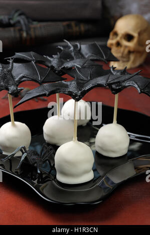 Easy Cake Pops in dairy chocolate on Halloween Stock Photo
