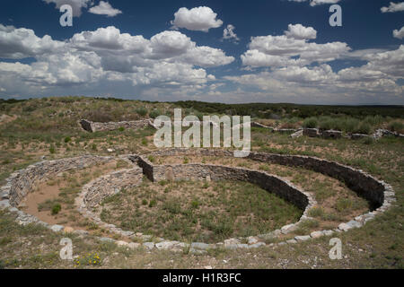 Gran Quivira, New Mexico - A kiva at the Gran Quivira (aka Las Humanas) ruins in Salinas Pueblo Missions National Monument. Stock Photo