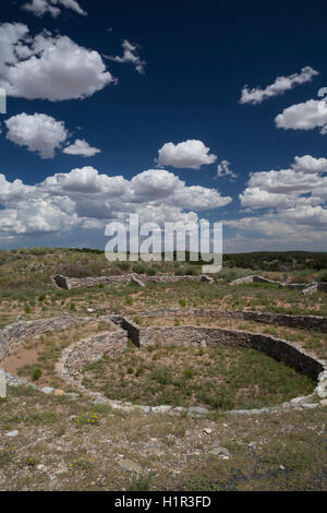 Gran Quivira, New Mexico - A kiva at the Gran Quivira (aka Las Humanas) ruins in Salinas Pueblo Missions National Monument. Stock Photo