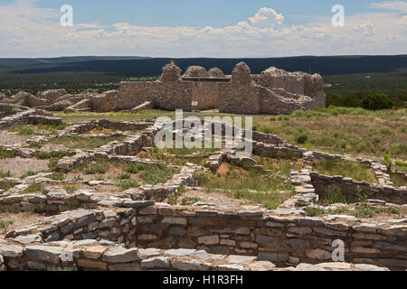 Gran Quivira, New Mexico - The Gran Quivira (aka Las Humanas) ruins in Salinas Pueblo Missions National Monument. Stock Photo