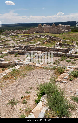 Gran Quivira, New Mexico - The Gran Quivira (aka Las Humanas) ruins in Salinas Pueblo Missions National Monument. Stock Photo