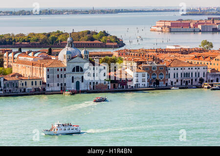 Basilica di Santa Maria della Salute seen from the Campanile di San Marco, Venice, Veneto, Italy, Europe. Stock Photo