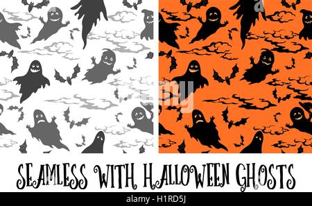 Seamless Halloween Pattern, Ghosts Stock Vector