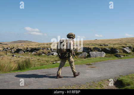 Soldiers from the British Army on a Training Exercise on Okehampton Range,Dartmoor National Park,Devon,England,UK Stock Photo