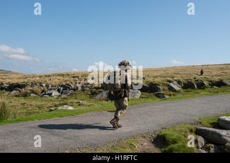 Soldiers from the British Army on a Training Exercise on Okehampton Range,Dartmoor National Park,Devon,England,UK Stock Photo