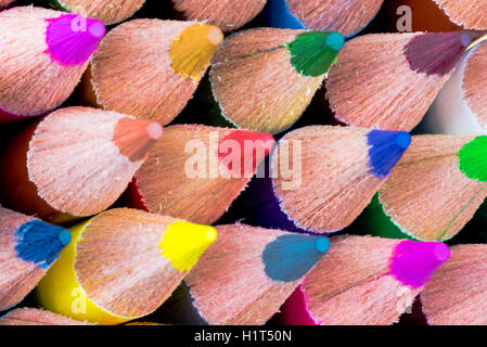 Close up macro shot of colouring pencils, education and creativity concept Stock Photo