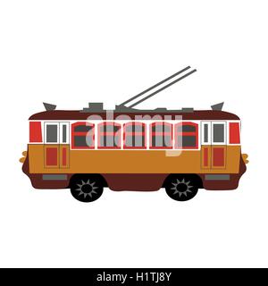 Figure yellow, a small trolley on white background Stock Vector