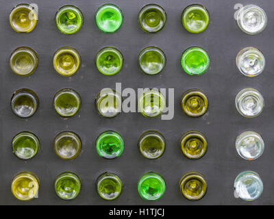 Bottoms of empty glass bottles Stock Photo