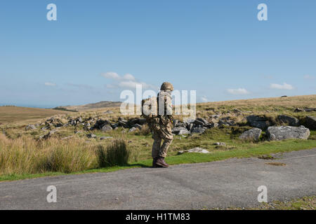 Soldiers from the British Army on a Training Exercise on Okehampton Range,Dartmoor National Park,Devon,England,UK Stock Photo