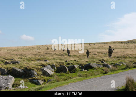 Soldiers from the British Army on a Training Exercise on Okehampton Range,Dartmoor National Park,Devon,England,UK Stock Photo