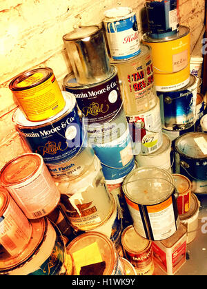 Discarded Paint Cans, USA Stock Photo