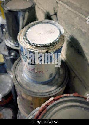 Discarded Paint Cans, USA Stock Photo