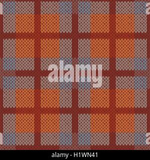 Seamless vector pattern as a woollen Celtic tartan plaid or a knitted fabric mainly in brown hues Stock Vector