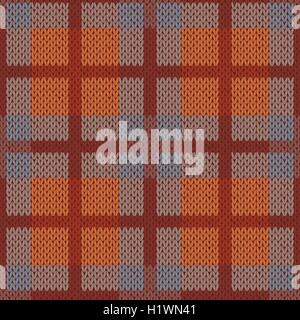 Seamless vector pattern as a woollen Celtic tartan plaid or a knitted fabric mainly in brown hues Stock Vector
