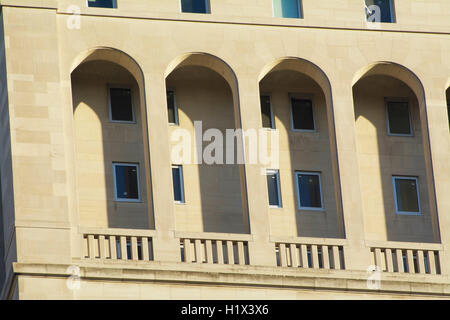 Close-Up Detail of Featured Round Window of a Modern Building in Manhattan, New York City, NY, USA Stock Photo