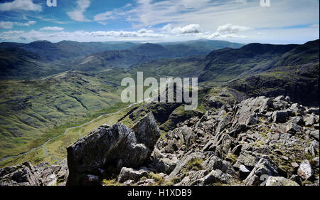 The Eskdale valley from Ill Crag Stock Photo