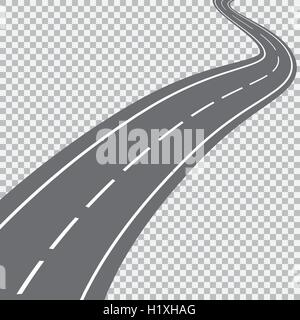 Curved road with white markings. Stock Vector