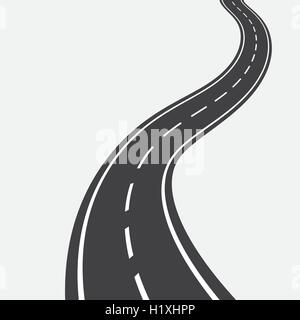 Curved road with white markings. illustration Stock Vector