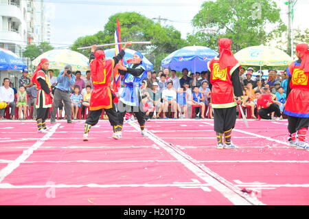 Nha Trang, Vietnam - July 13, 2015: Martial arts of human chess in a festival on the beach of Nha Trang city Stock Photo