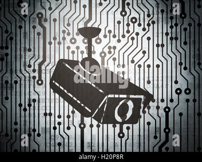 Security concept: circuit board with Cctv Camera Stock Photo