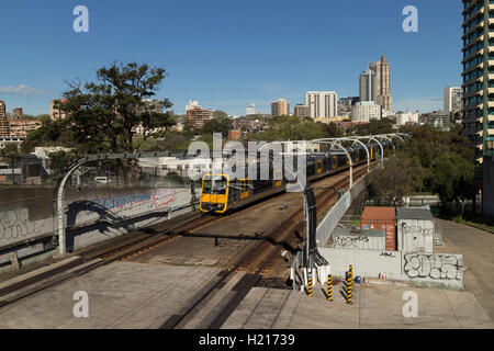 Eastern Suburbs Railway Line as it passes through Woolloomooloo Sydney Australia Stock Photo