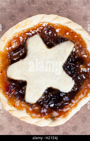 Holiday mince pies with star shape, viewed from above. Stock Photo