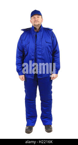 Worker in winter vest and pants. Stock Photo