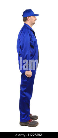 Worker in blue workwear. Stock Photo