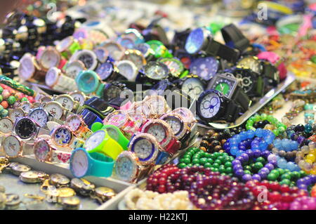 Nha Trang, Vietnam - February 6, 2016: Plenty of watches are for sale to travellers in a local market in Vietnam Stock Photo