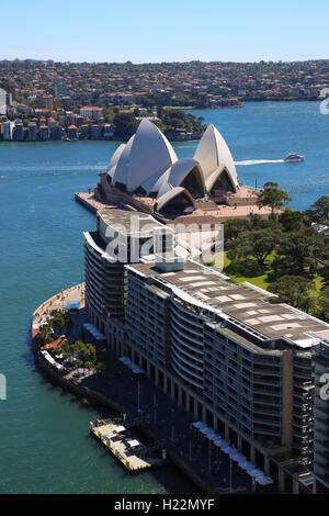 Aerial view of Circular Quay and the Sydney Opera House Sydney CBD New South Wales Australia Stock Photo