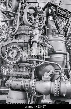 Detail of space rocket engine NK-33 by the Corporation 'Kuznetsov' Stock Photo