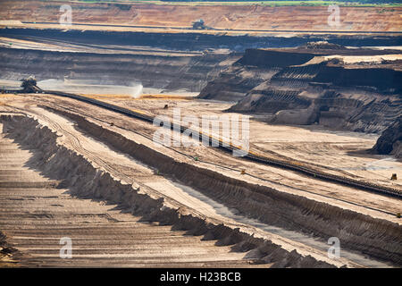 Structured Layers of Earth at open cast Brown Coal Mining at Garzweiler Stock Photo