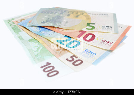 Various euro banknotes, fanned Stock Photo