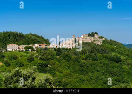 Town on hill, Semproniano, Tuscany, Italy Stock Photo