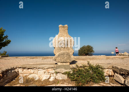 Tourists visiting the ancient site of Vouni Palace in northern Cyprus Stock Photo