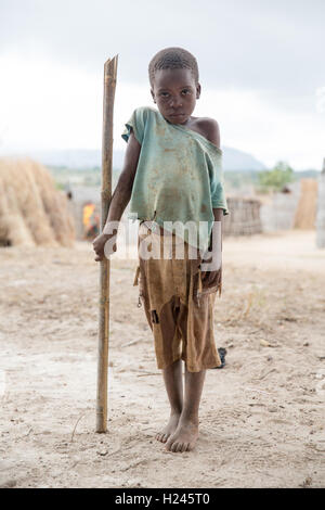 Cavaia village, Chica district . Nampula Province, Mozambique, August 2015: Tominho Alberto, 8 years old.  His parents are farmers.  Photo by Mike Goldwater Stock Photo