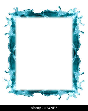 Nice picture frame made from flowing water on white background Stock Photo