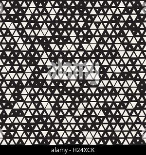 Vector Seamless Black and White Random Size Triangles Grid Pattern Stock Vector