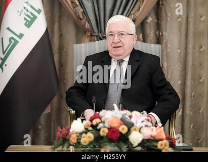 Baghdad, Iraq. 22nd Sep, 2016. Kurd Muhammad Fuad Masum, President of Iraq, in his palace in the Green Zone in Baghdad, Iraq, 22 September 2016. Photo: MICHAEL KAPPELER/dpa/Alamy Live News Stock Photo