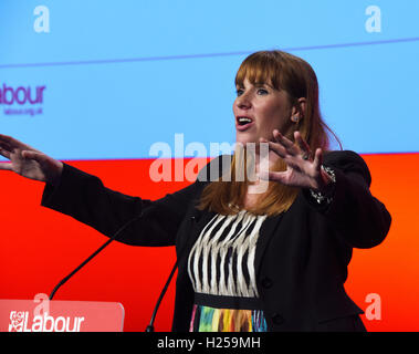 Liverpool, UK. 24th Sep, 2016. Angela Rayner Shadow minister for women and Equalities speaking at the women's conference, Labour party conference Liverpool Credit:  Della Batchelor/Alamy Live News Stock Photo