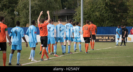 Brentwood, Essex, UK. 24th September, 2016. Brentwood, Essex, Brentwood Town FC vs Bury Town FC,,teams line up for a free kick Credit:  Ian Davidson/Alamy Live News Stock Photo