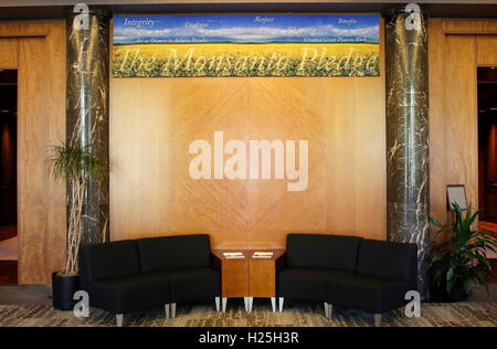 St. Louis, Us. 23rd Sep, 2016. A Monsanto Pledge sign in the lobby of building B at Monsanto's headquarters in St. Louis, Missouri on September 23, 2016. Photo: Daniel Dreifuss/dpa/Alamy Live News Stock Photo