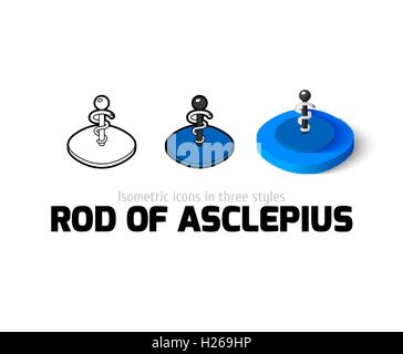 Rod of Asclepius icon in different style Stock Vector