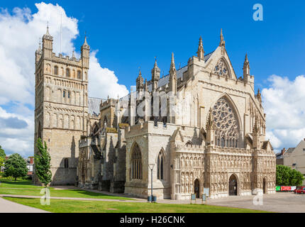 Exeter Cathedral exterior and Cathedral Green Exeter Devon England UK GB Europe Stock Photo