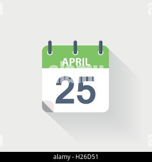 25 april calendar icon on grey background Stock Vector