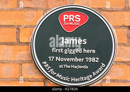 PRS Plaque for James First Gig at the Hacienda Stock Photo