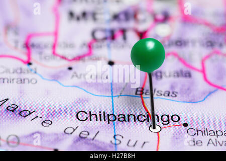 Chilpancingo pinned on a map of Mexico Stock Photo