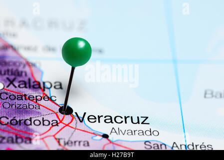 Veracruz pinned on a map of Mexico Stock Photo