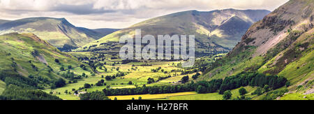 Panoramic View of Kenswicks Valley in Lake District, UK Stock Photo